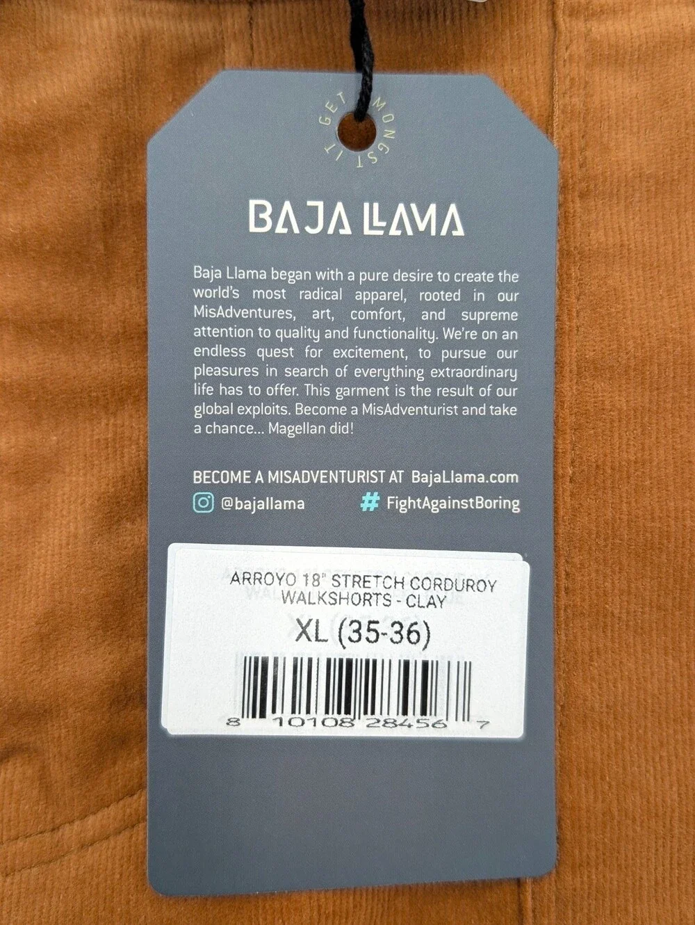 Brand-New Baja Llama Arroyo Sz XL/36 Camel/Brown Stretchy  Corduroy Walk Shorts - Picture 10 of 16